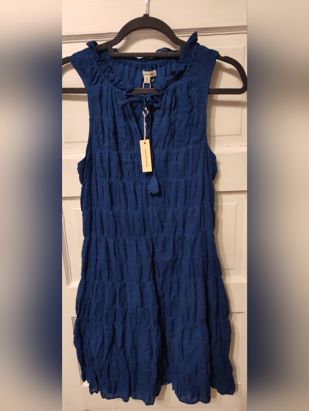 Max Studio Sleeveless Textured Dress in Royal Blue